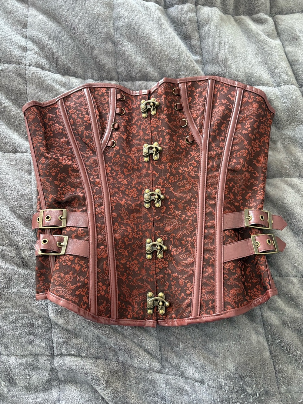 Women’s Brown Brocade Waist Corset Top